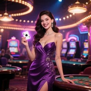 Casino-style entertainment panel with neon interface for adult users